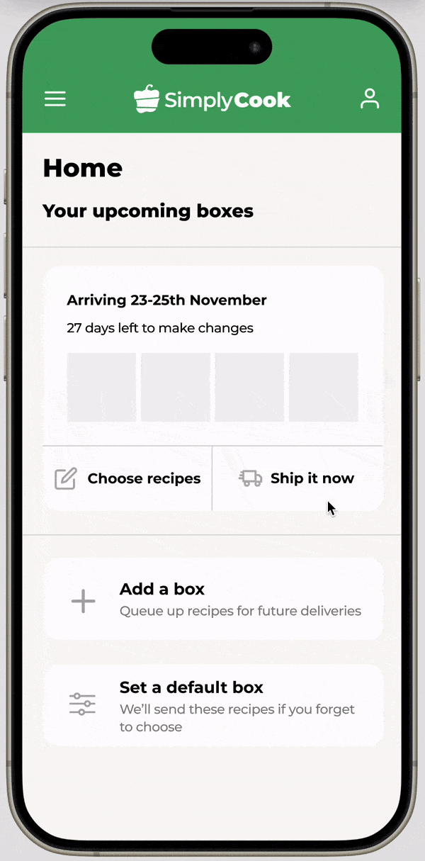 The reminder email on a phone