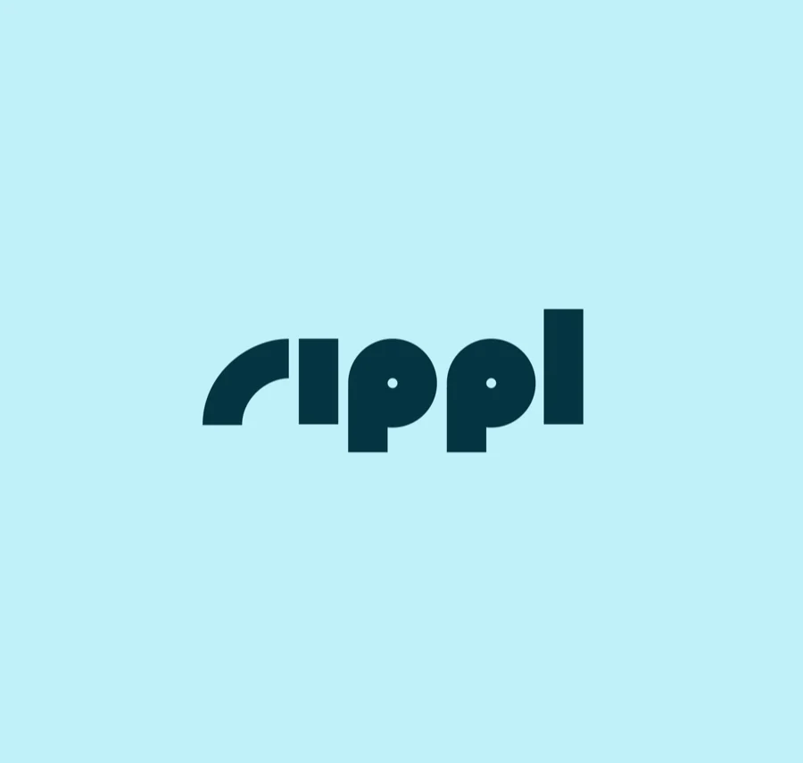 The Rippl wordmark on blue