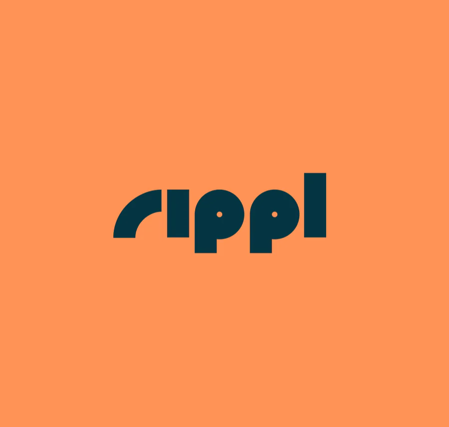 The Rippl wordmark on orange