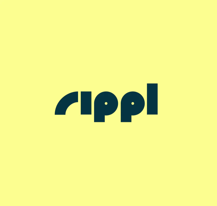 The Rippl wordmark on yellow